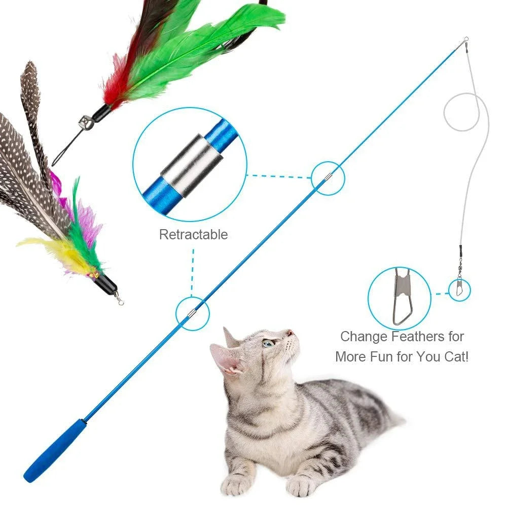 Toy Set Feather Retractable Cat Stick Cat