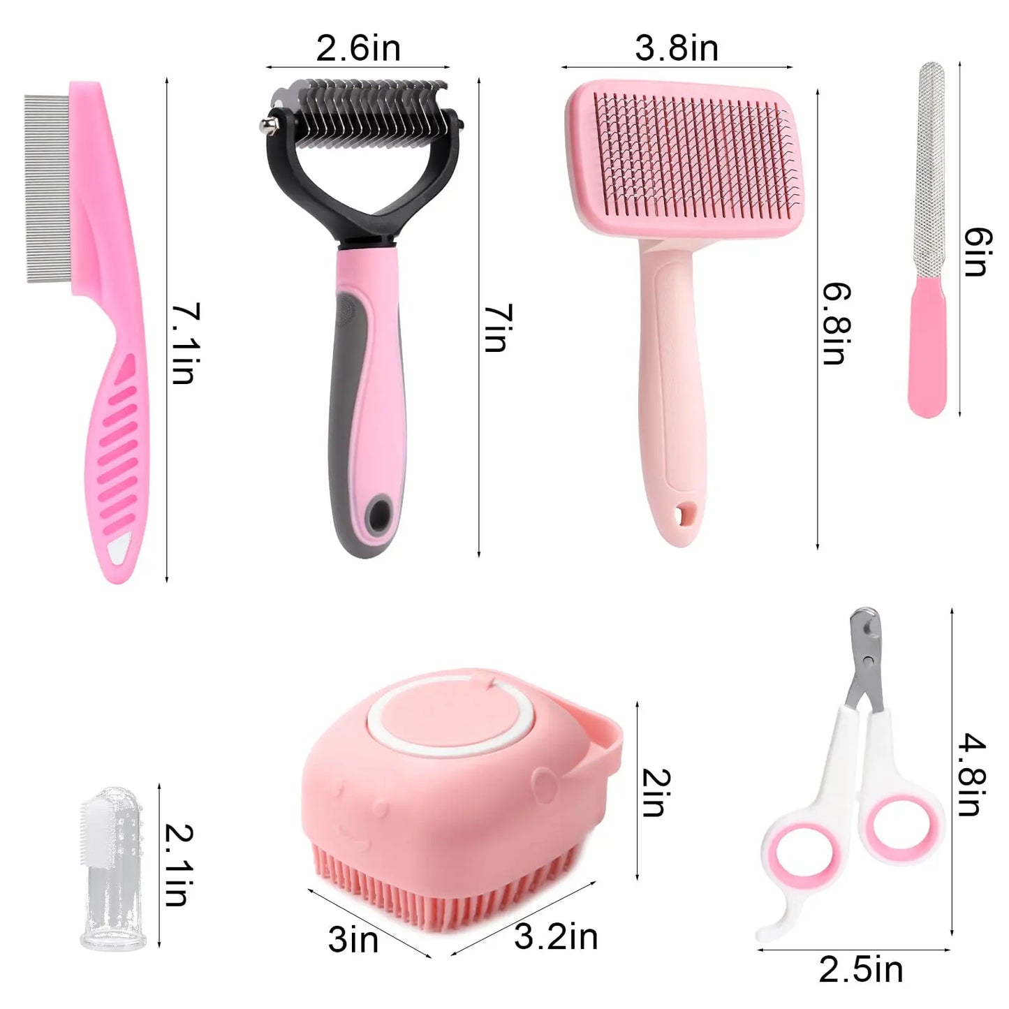 8-piece dog  and cat brush grooming set,