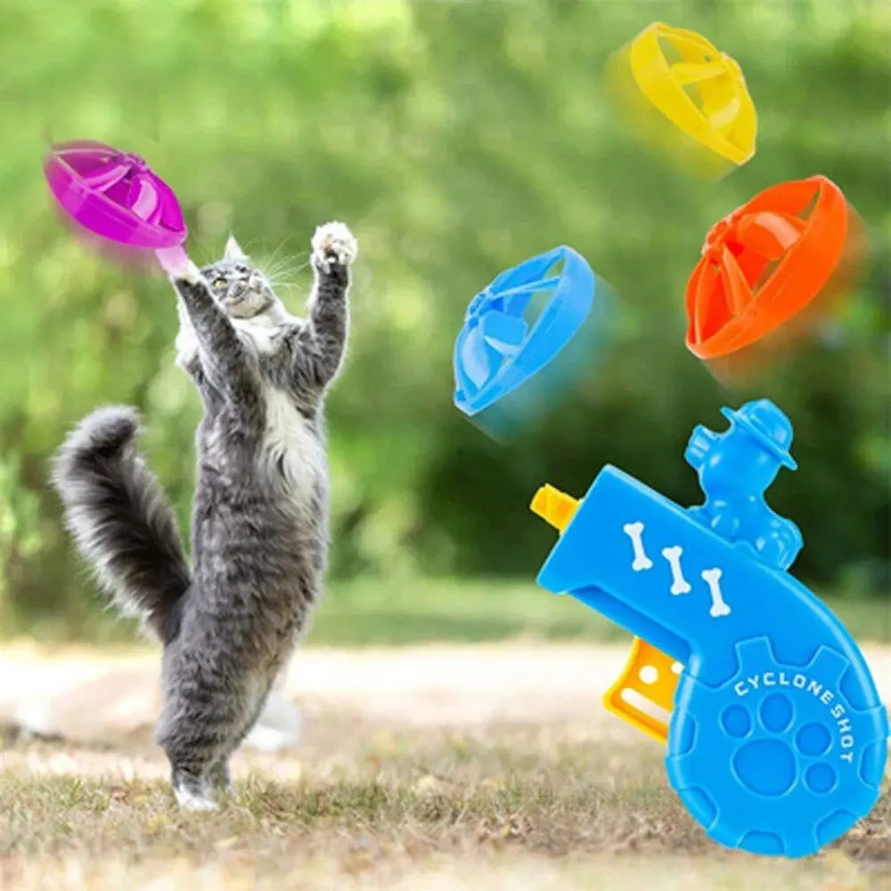 Cat Interactive Toy  Play And Fetch Flying Disc Gun