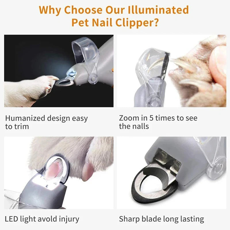 Professional Pet Nail Clipper Scissors With LED Light Cat Dog