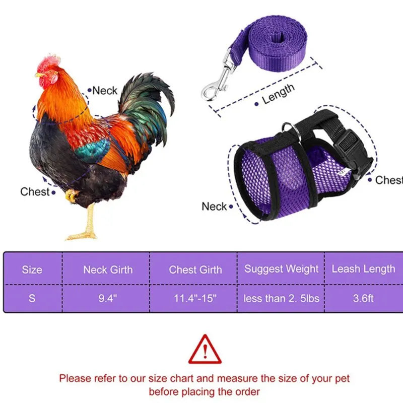 Pet Adjustable Harness Leash for Chicken Breathable Vest