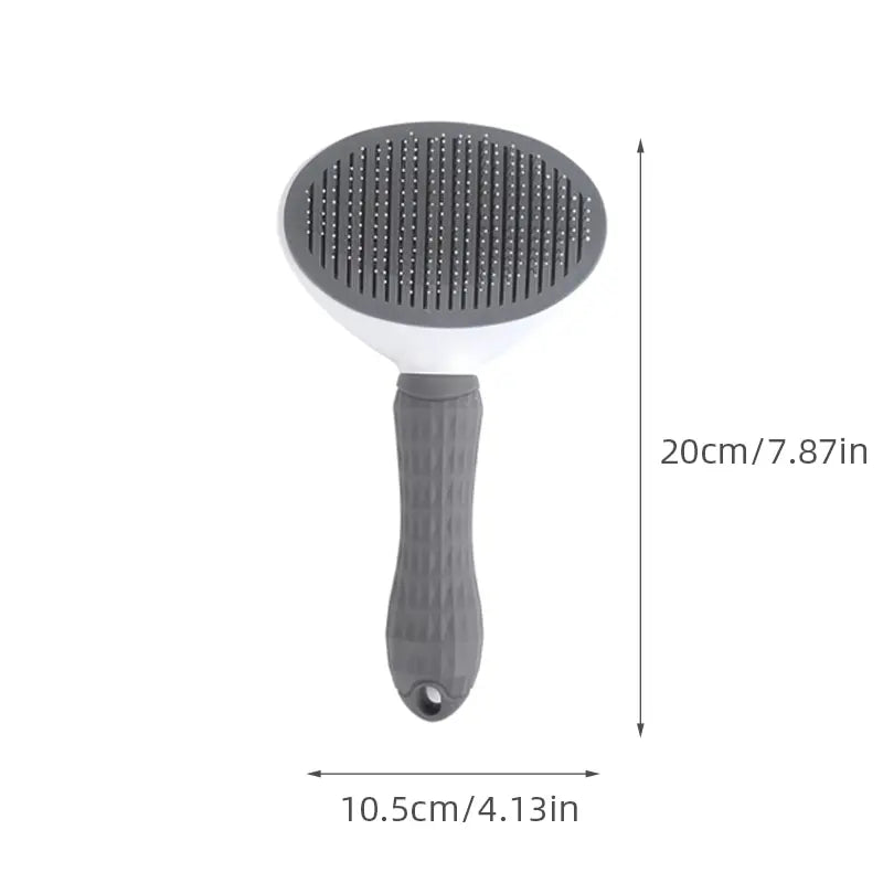 push button stainless grooming brush