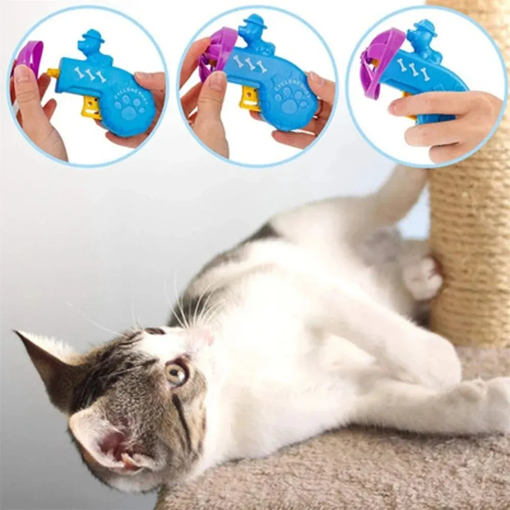 Cat Interactive Toy  Play And Fetch Flying Disc Gun