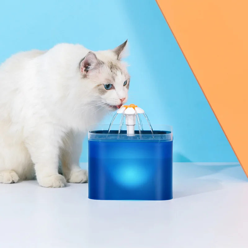 2L Automatic Cats and Dogs Water Fountain with LED Lighting USB Pet Water