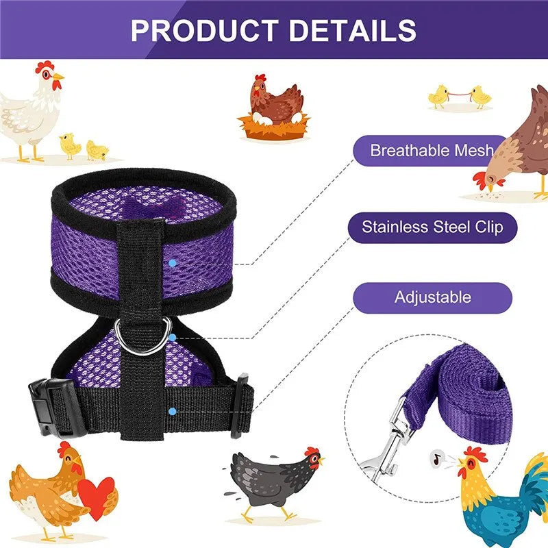 Pet Adjustable Harness Leash for Chicken Breathable Vest