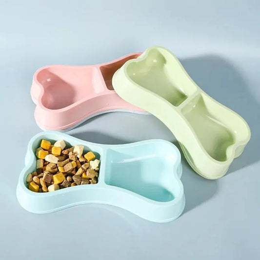 Bone Shaped Pet Double Bowl