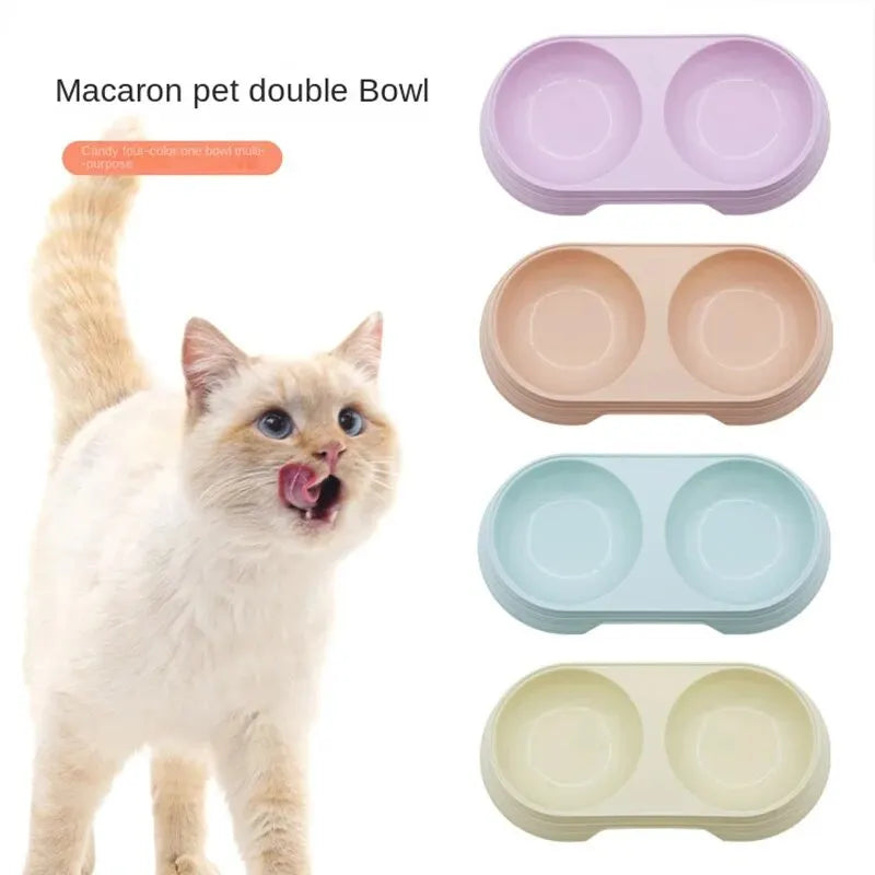 Pet Double  Candy Color Pet Feeding Bowl