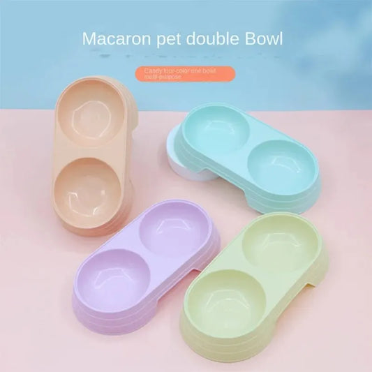 Pet Double  Candy Color Pet Feeding Bowl